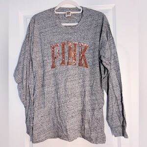 Brand New without tags - VS PINK long-sleeved sequin tee - size M